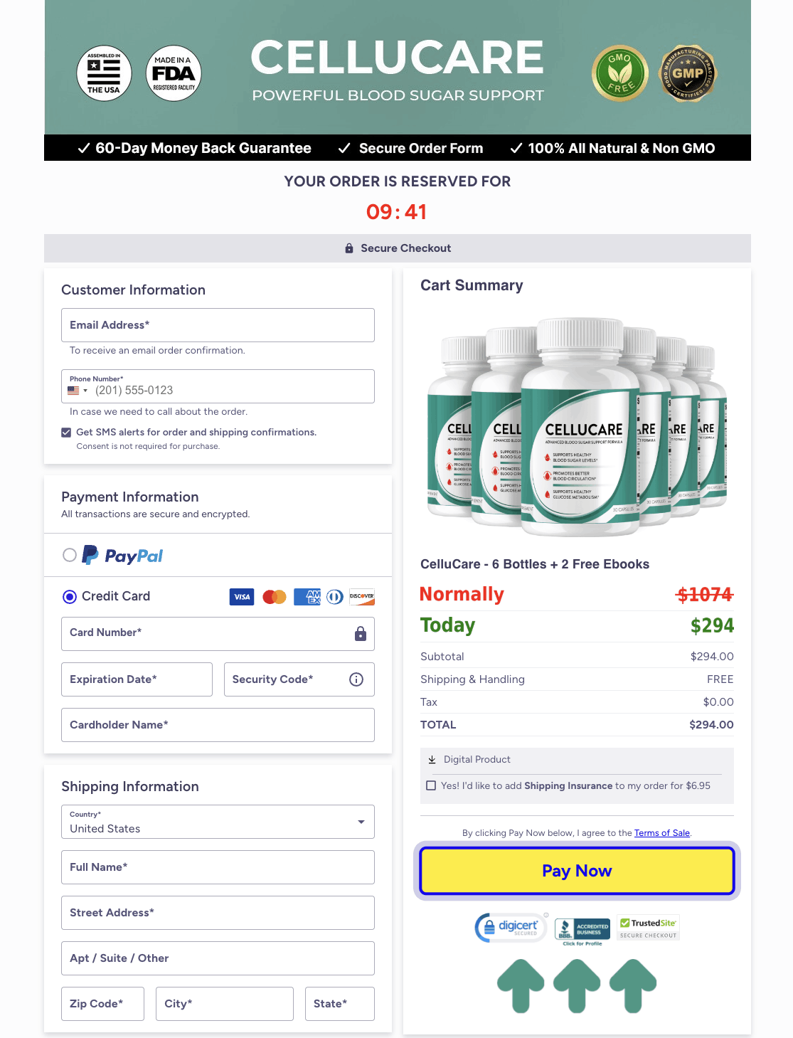 CelluCare-checkout-page